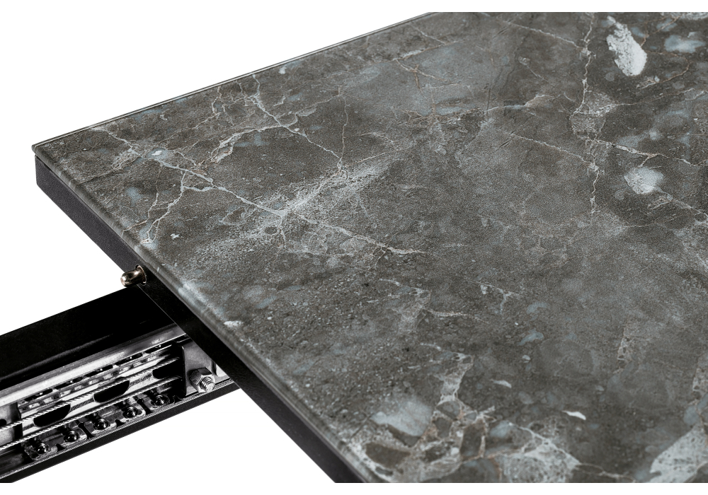 Обеденные столы, Стол стеклянный Агни 110 королевский мрамор/черный матовый 