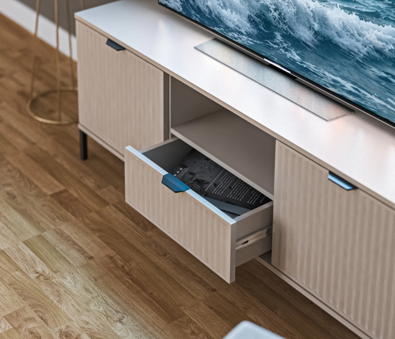 ТВ-тумбы, Тумба под телевизор Турин СБ-3572 Кашемир серый/МДФ Кашемир