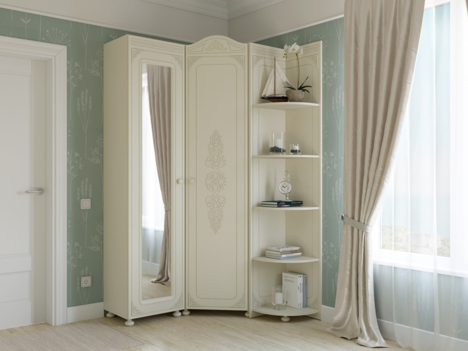 Угловые шкафы, Шкаф угловой с зеркалом Ассоль плюс АС-522К (левый с короной)