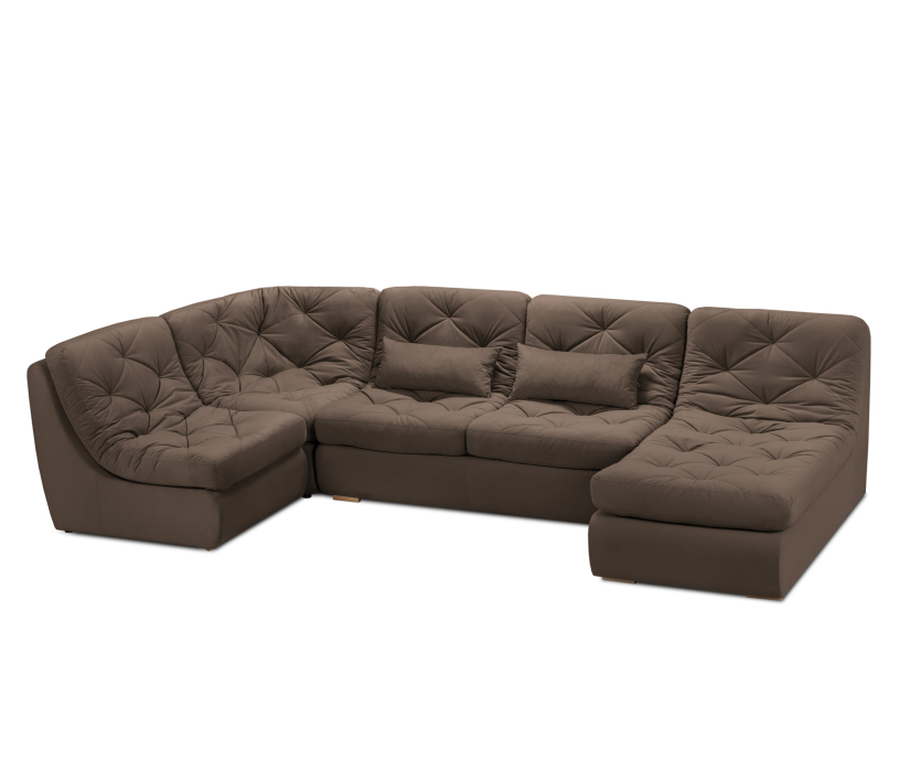 Диваны угловые в гостиную, Диван модульный Борнео со спальным местоп П-образный, велюр