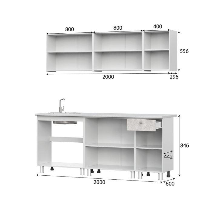 Кухонные гарнитуры, Кухонный гарнитур КГ 1 2.0 м