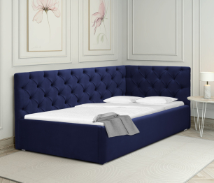 Кровать с мягким изголовьем угловая Оливия 900, микровелюр