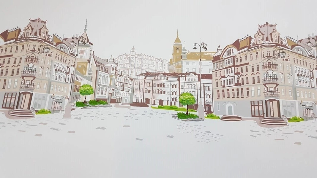 Стеновые панели из АБС-пластика, Кухонный фартук Уличный пейзаж 2000x600x1.5 мм глянец