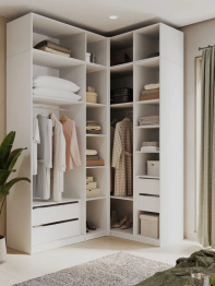 Угловой шкаф для одежды распашной с ящиками и антресолью, София, 2600х1700х1300мм