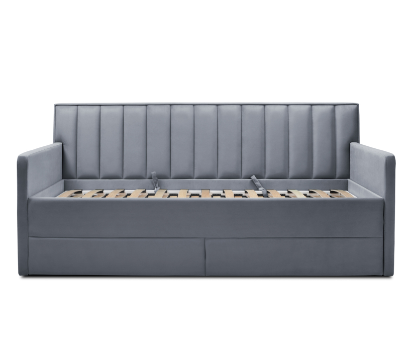 Мягкая кровать, Кровать с дополнительным спальным местом и боковинами Порше, микровелюр