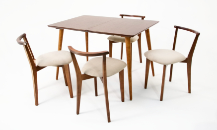 Стол Монте 120 орех со стульями Франк Орех велюр бежевый