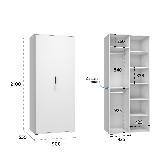 Шкафы двухстворчатые, Шкаф для одежды Оптима ОП-01