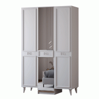 Шкафы распашные, Шкаф в спальню 3х дверный Валенсия (серебро)