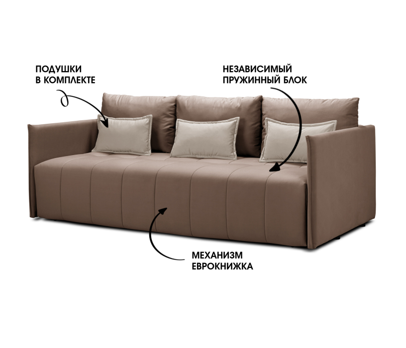 Диваны еврокнижки, Диван кровать прямой  Чилетти, микровелюр