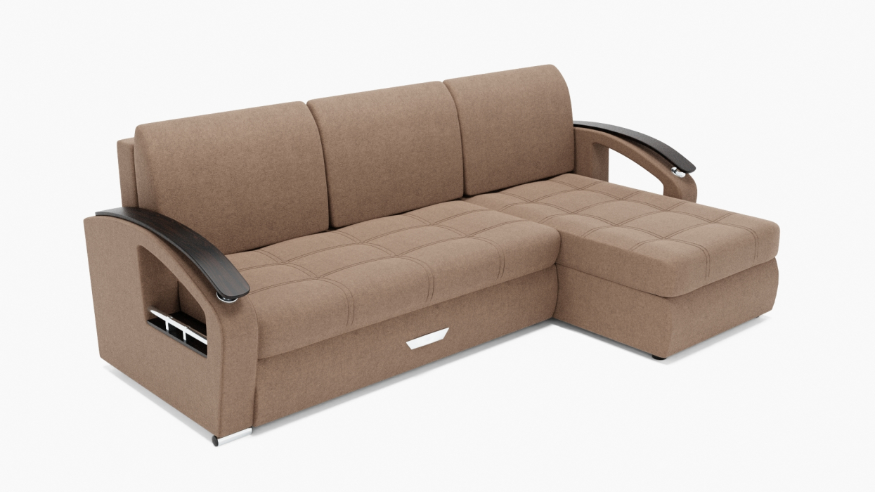 Диваны угловые в гостиную, Угловой диван Дубай-1 с оттоманкой ППУ, велюр