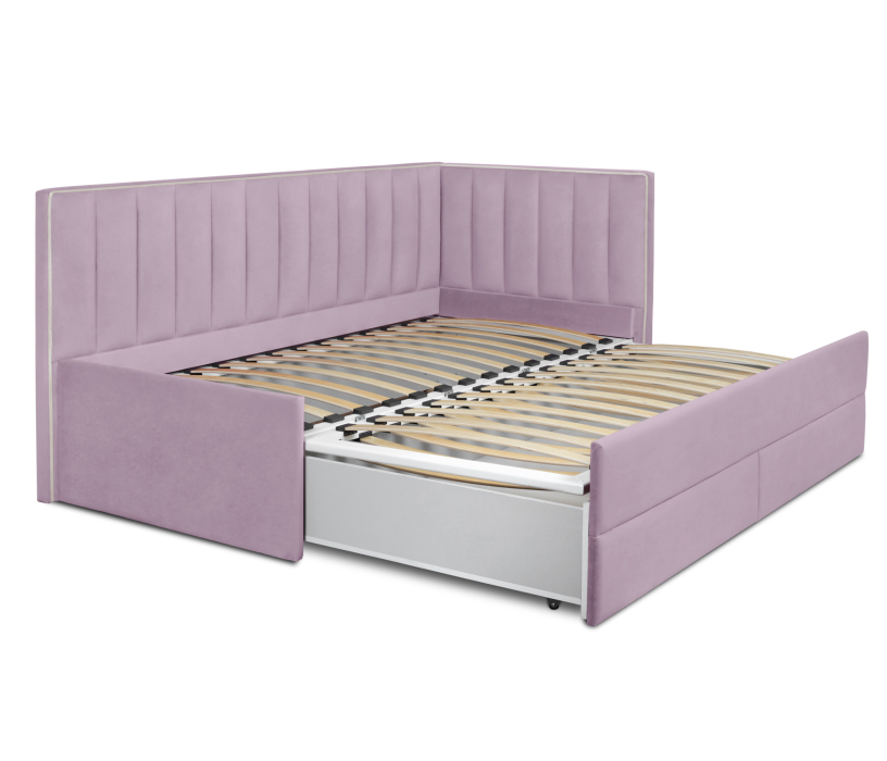 Мягкая кровать, Кровать угловая с дополнительным спальным местом Порше, микровелюр