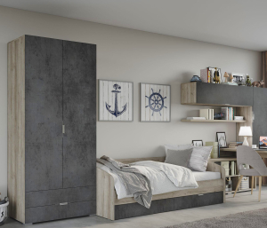 Мебель для детской комнаты Анима, дуб серый, камень темный от Столплит