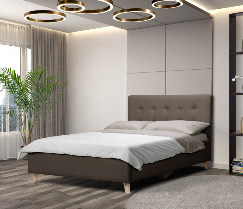 Кровати с мягким изголовьем, Кровать с мягкий изголовьем Адель 1,2, микровелюр