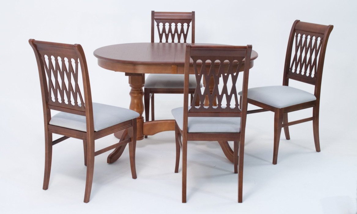 Обеденные группы, Обеденная группа стол Бизе со стульями Рич, орех, серый