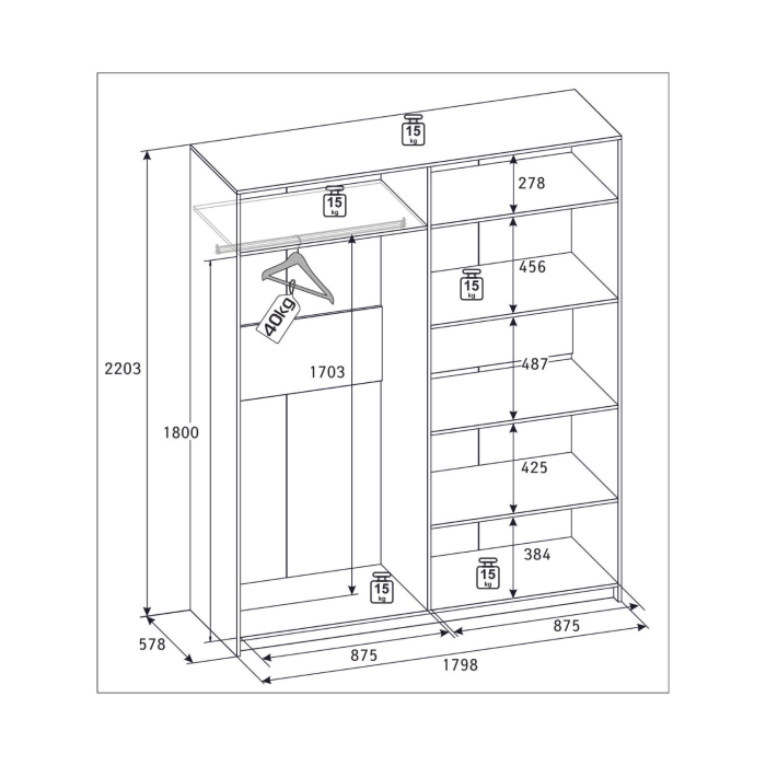 Шкафы распашные, Шкаф 4-х дверный Кара 8