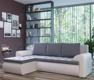 Угловой диван Ванкувер левый, экокожа/велюр