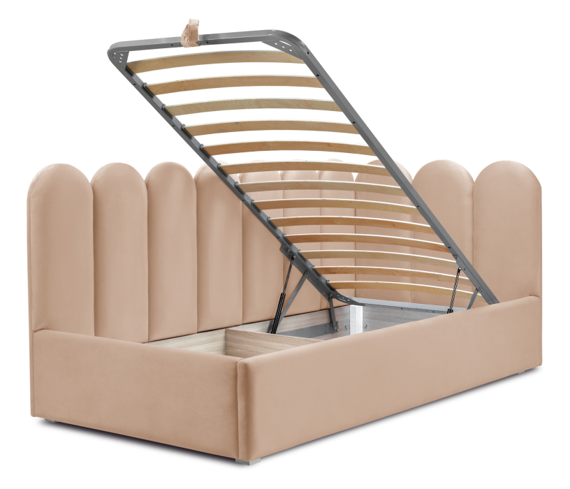 Мягкая кровать, Кровать с мягким изголовьем Мия 90 с подъемным механизмом, микровелюр