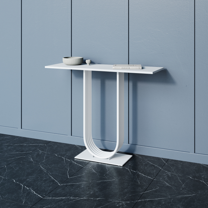 Журнальные столики, Стол консольный с металлическим подстольем ARFEO (Белый) 80*35*100