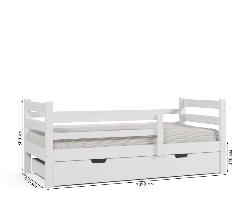 Кровати одноярусные, Кровать Джерри 90*200, массив сосны