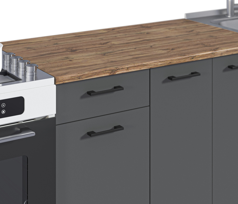 Кухонные гарнитуры, Кухонный гарнитур Лофт 150 см Дуб вотан/Диамант серый