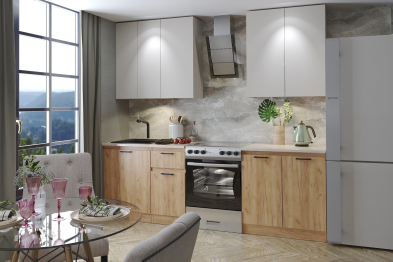 Кухня прямая Ревилья 01 Крафт золотой/Кашемир серый, 1800 без столешницы