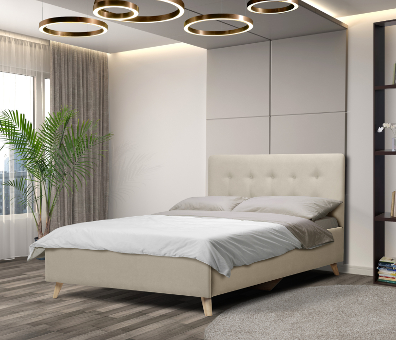 Односпальные, Кровать с мягким изголовьем Адель 0,9, микровелюр