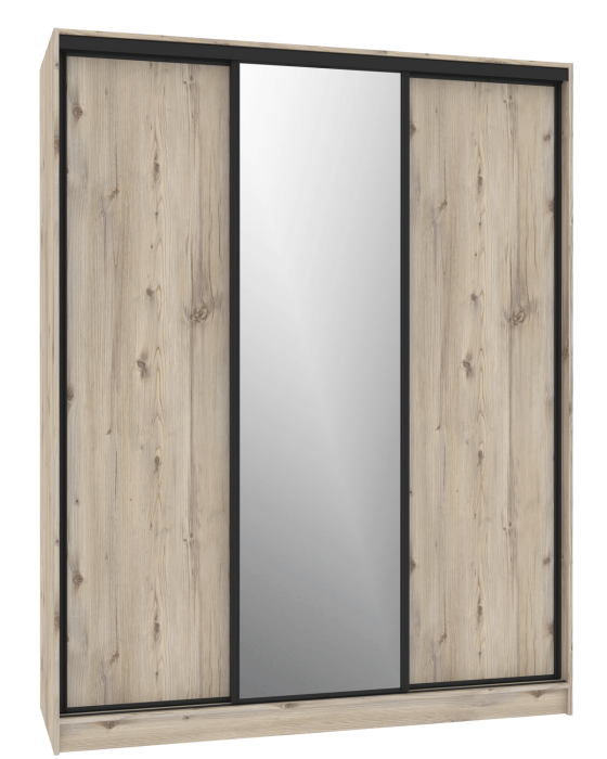 Шкафы-купе, Шкаф-купе 3-дв  Домашний 1800 зеркало/лдсп  (в2295*ш1800*г595)
