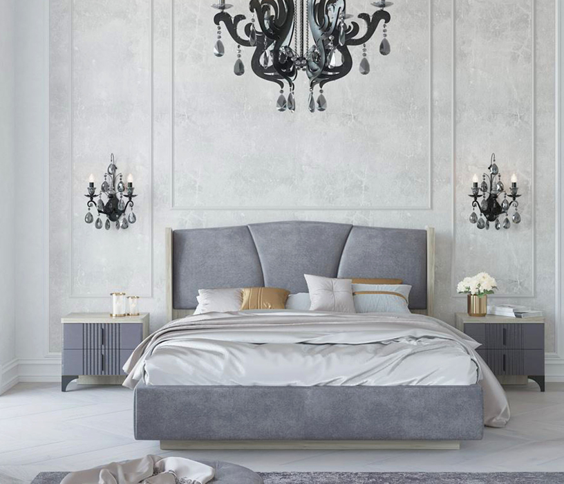 Прикроватные тумбы, Тумба прикроватная Шер ТП-2301, дуб серый/айронвуд серебро