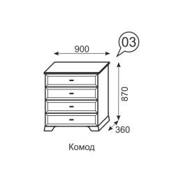 Комод высокий Венеция 03
