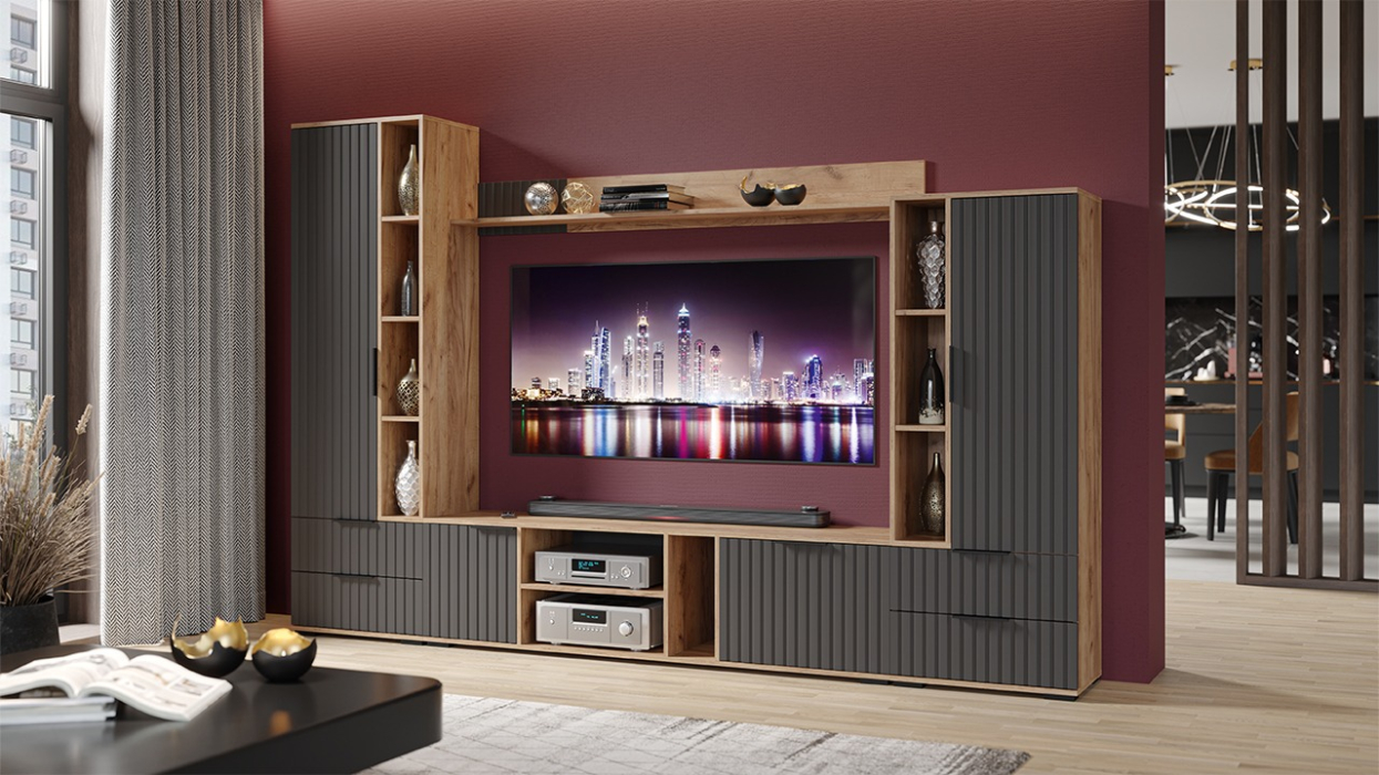 Хилтон, дуб крафт золотой, графит матовый